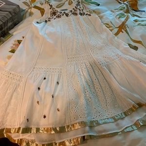 White Dress with Beading and Eyelet Embellishments